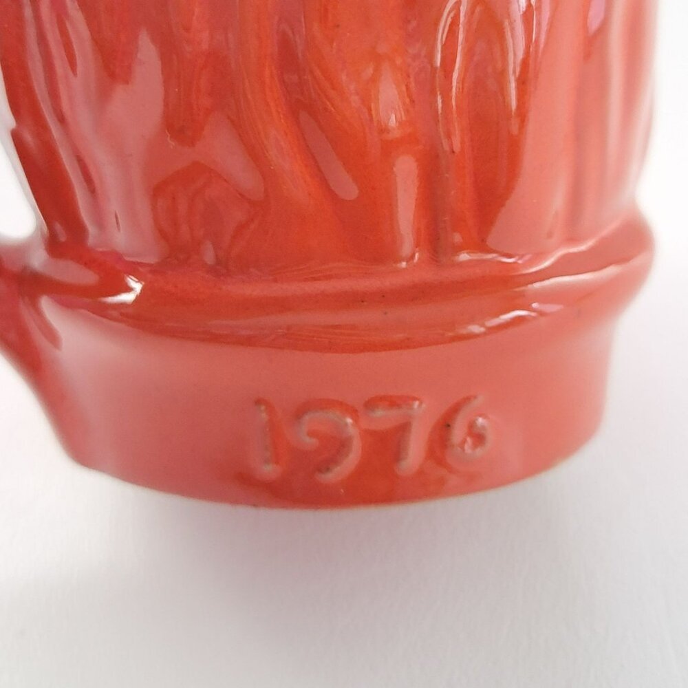 Vintage Frankoma Art Pottery Uncle Sam Mug Set of 2, Red & Blue, c.1976 USA Made - Picture 10 of 12